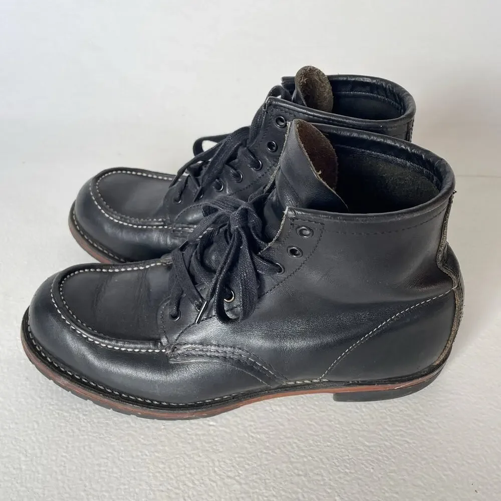 RED WING Beckman 9015 Black Leather Moc Toe Boots / US 8.5 / USA Discontinued